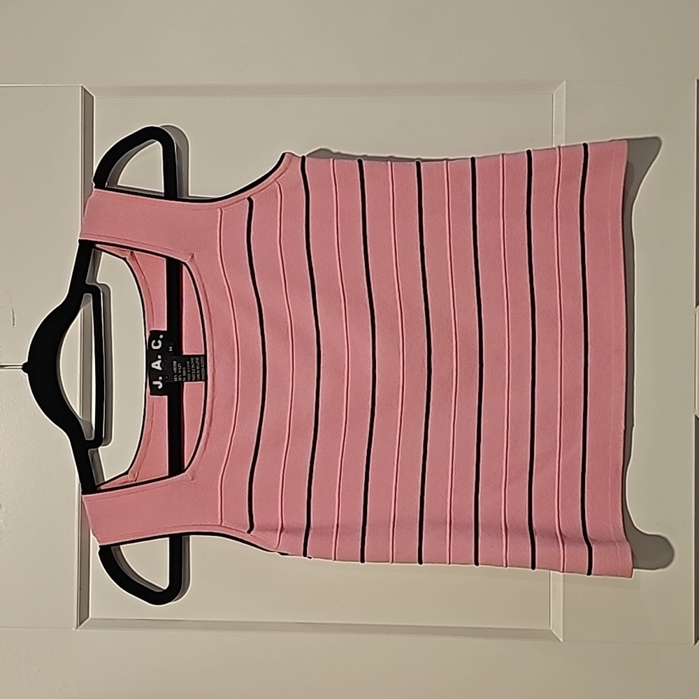 JAC Size M, Pink w Black Stripe Casual Dressy Office Top